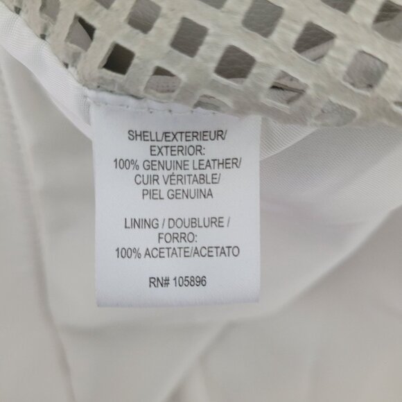 Worth New York Genuine Leather Zip Front Vest Size 10 White Perforated Moto - Picture 7 of 8